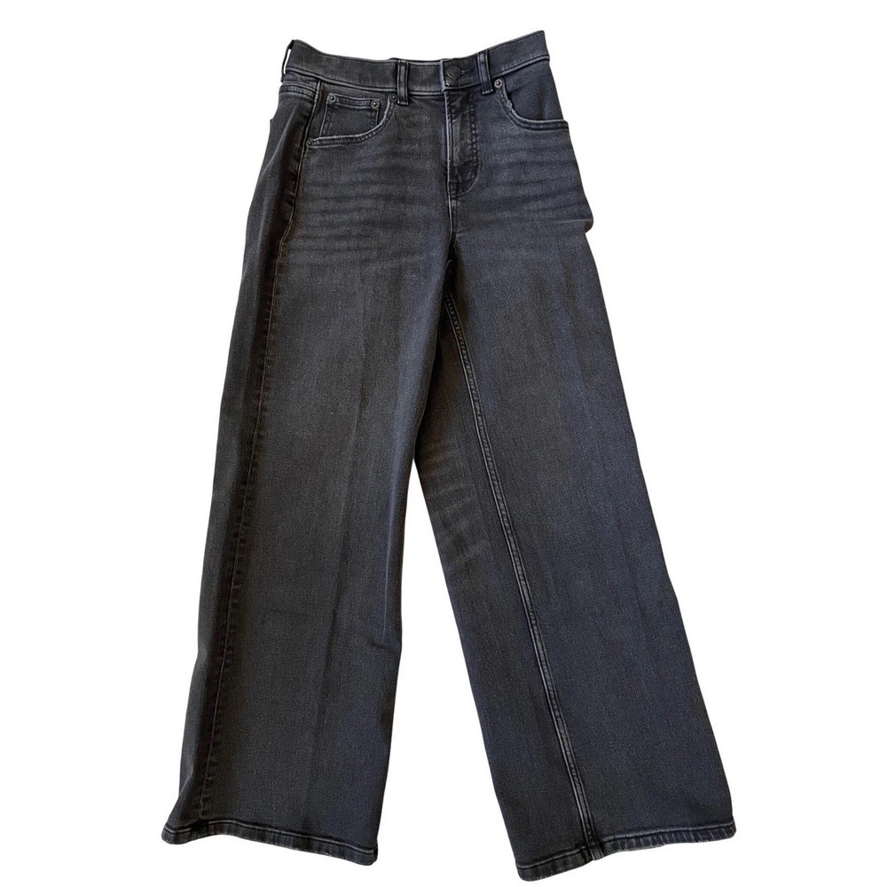 NEW! Spanx Shape Authentic Wide Leg Jeans‎ Niagara Wash Black XS Petite 21600Q